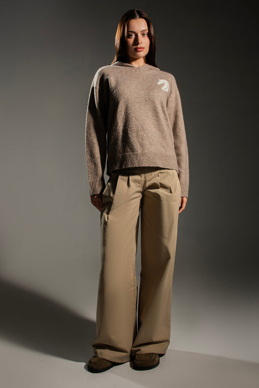 KAVALO Beige Cotton Wide-Leg Pants