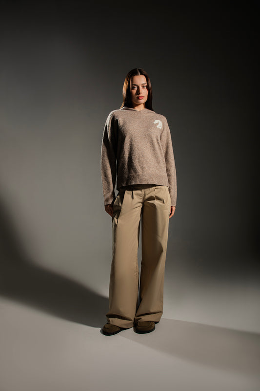 KAVALO Warm Beige Knitted Hoodie