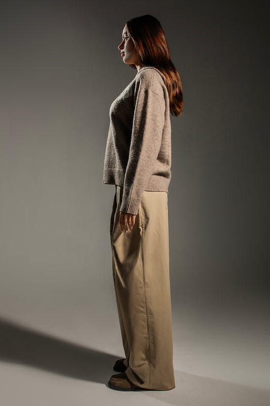 KAVALO Beige Cotton Wide-Leg Pants