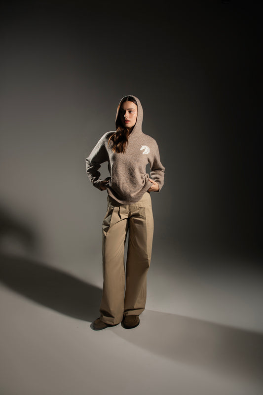 KAVALO Beige Cotton Wide-Leg Pants