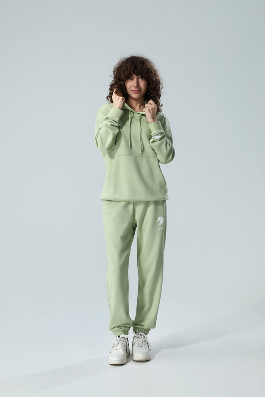 Premium Women's Sage Green Oversized Hoodie & Jogger Tracksuit Set – Soft Cotton Blend Loungewear