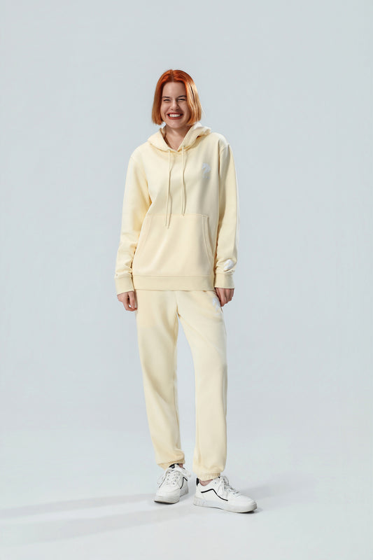 Premium Women's Cream Oversized Hoodie & Jogger Tracksuit Set – Soft Cotton Blend Loungewear