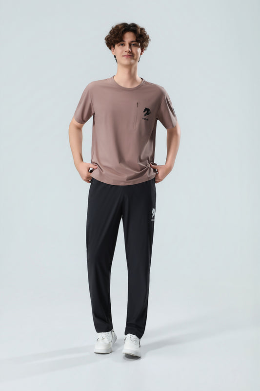 Premium Men's Dusty Rose Performance T-Shirt with Zipper Pocket – Soft Cotton Blend Casual Tee