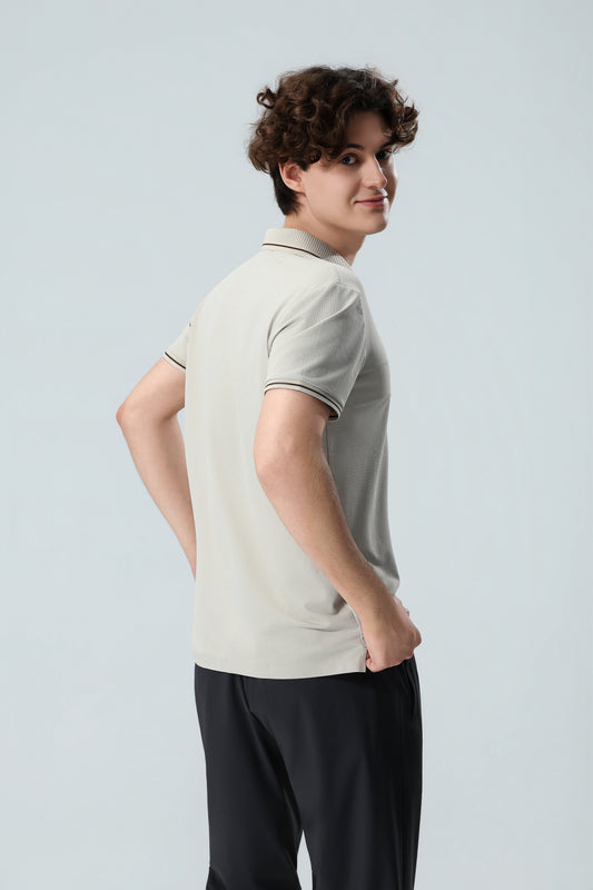 Premium Men's Off-White Performance Polo Shirt – Breathable Cotton Blend Smart Casual Polo