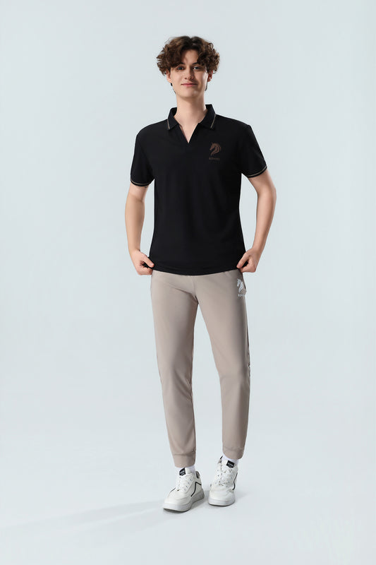 Premium Men's Black Performance Polo Shirt – Breathable Cotton Blend Smart Casual Polo