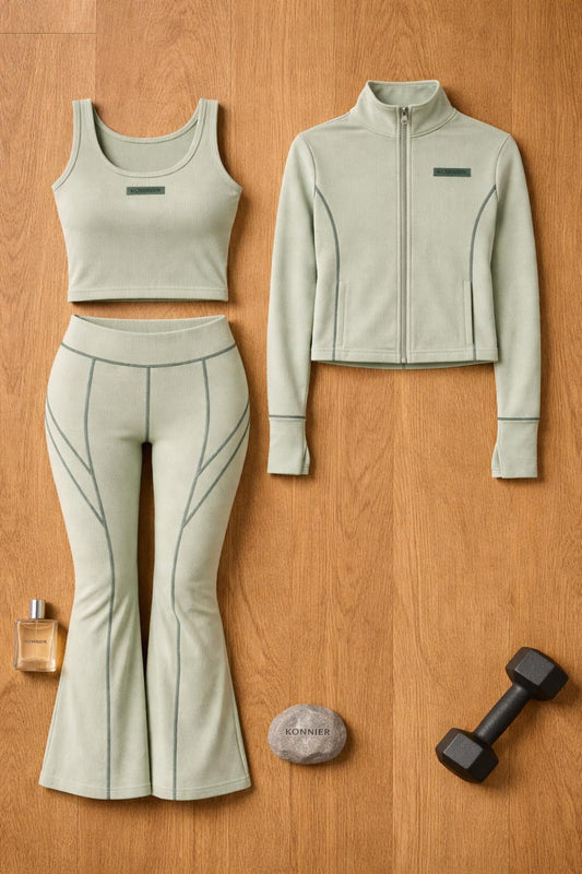 Mint Green Yoga Set – 3 - Piece Activewear