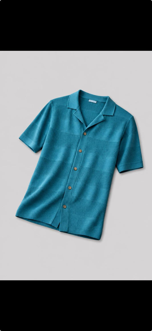 KAVALO Summer Knitted Beach Shirt – Ocean Blue