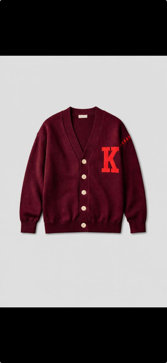 KAVALO Men’s Oversized Knitted Cardigan – Purple / Burgundy & Red
