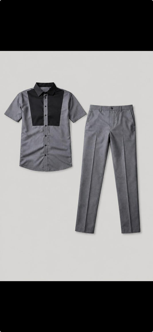 Two-Piece Grey & Black Set