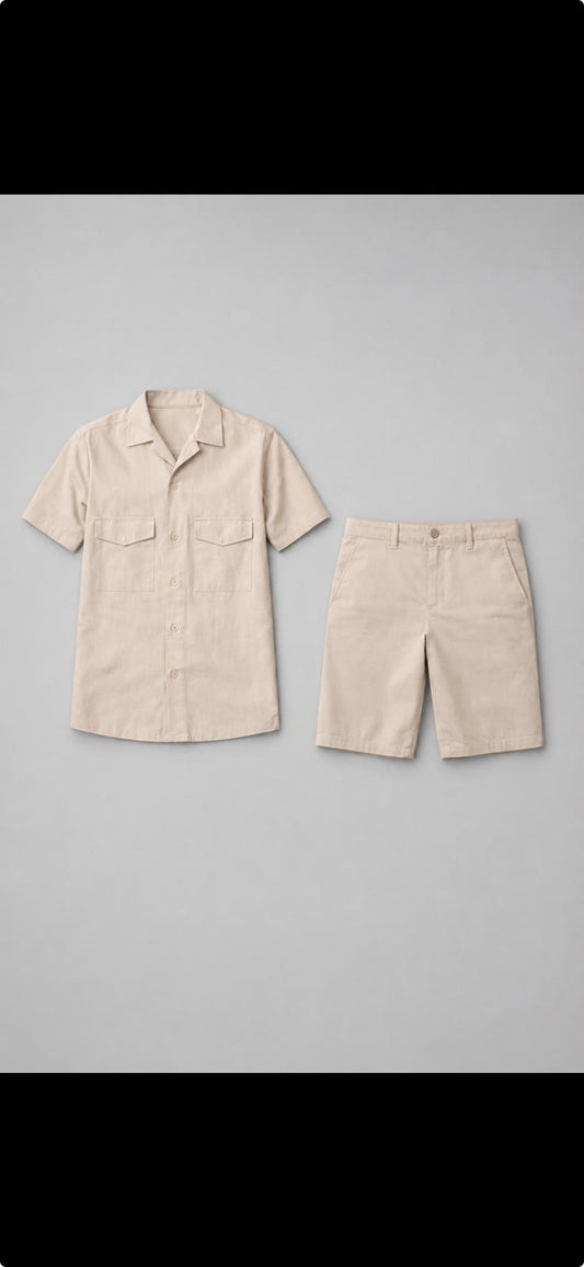 Nude Summer Set with Short Sleeves