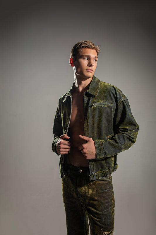 KAVALO Oversized Denim Velvet Set – Olive