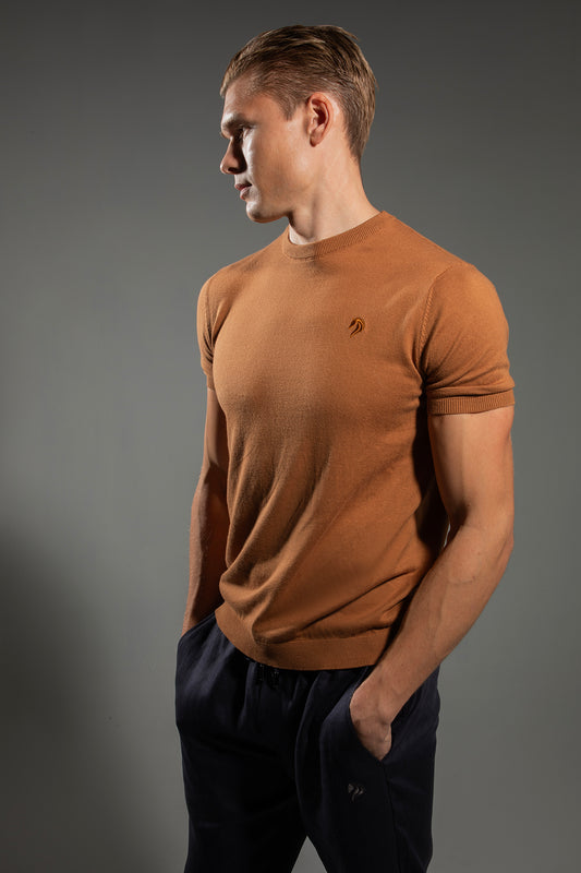 KAVALO Lightweight Knit T-Shirt – Camel Edition