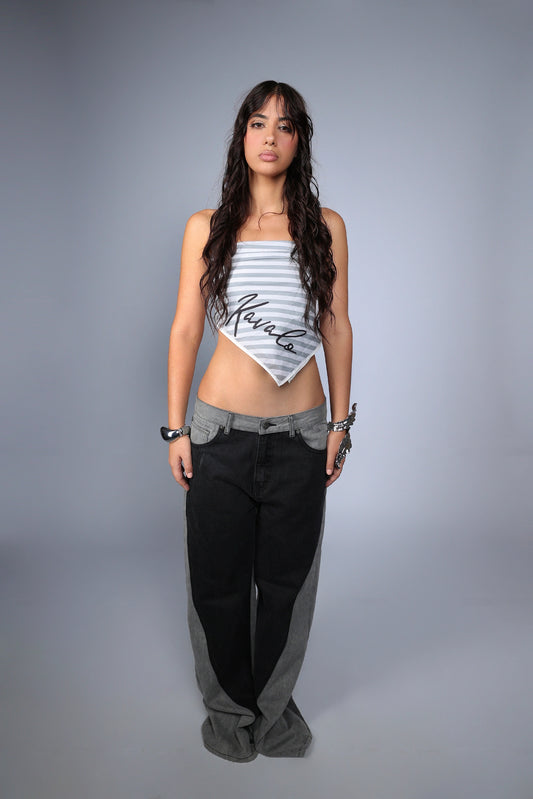 Unisex Two-Tone Jeans – Grey & Black