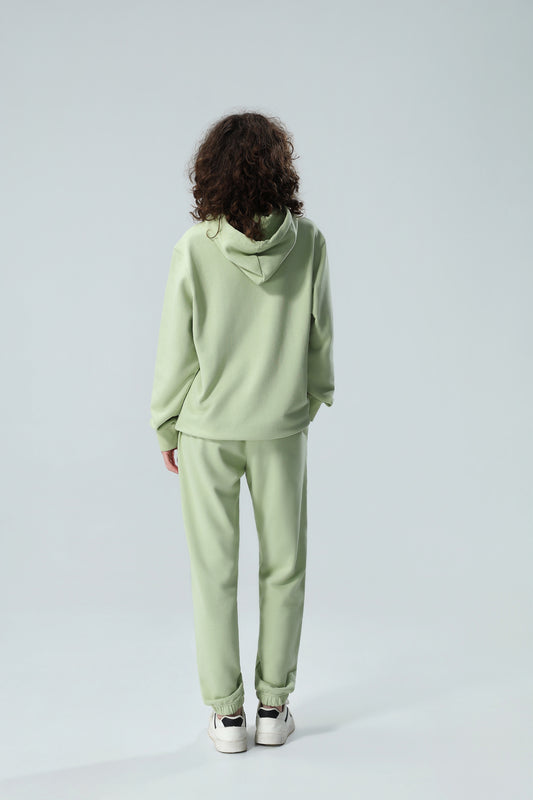 Premium Damen Oversized Hoodie & Jogger Trainingsanzug Set in Salbeigrün – Loungewear aus weicher Baumwollmischung