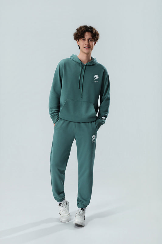 Premium Men's Teal Green Hoodie & Jogger Tracksuit Set – Soft Cotton Blend Casual Loungewear