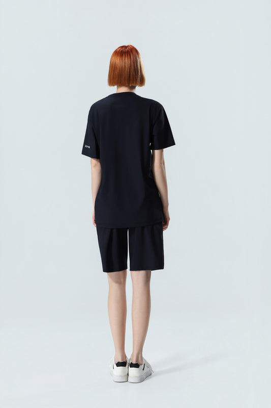 Premium Unisex Marineblaues Oversized T-Shirt & Shorts Set – Weiches Baumwoll-Sommer-Loungewear-Set