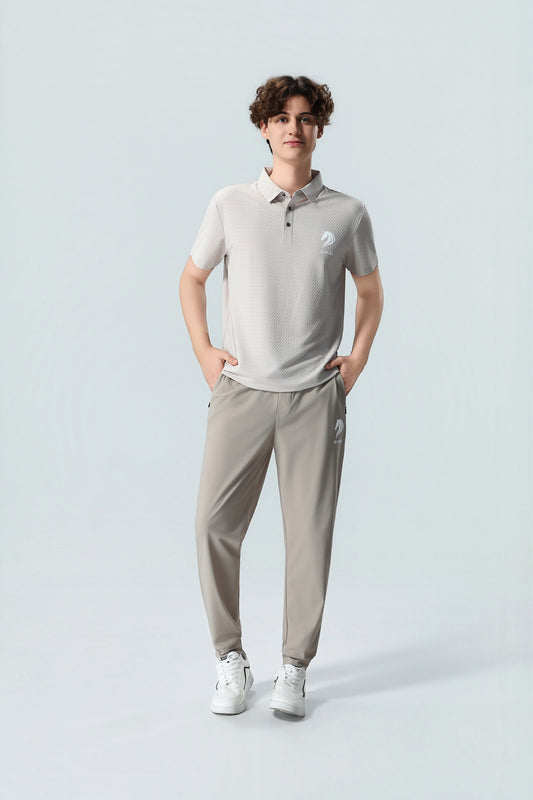 Premium Men's Light Beige Performance Polo Shirt – Breathable Cotton Blend Smart Casual Polo
