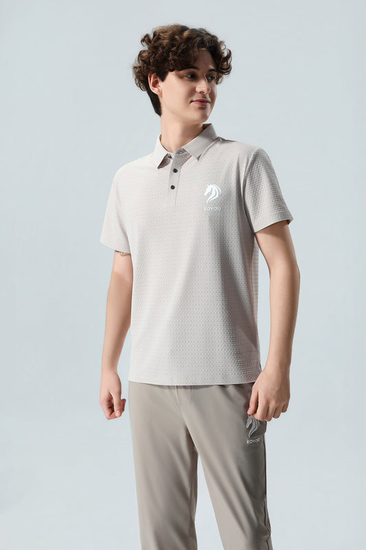 Premium Herren hellbeiges Performance Poloshirt – atmungsaktive Baumwollmischung Smart Casual Polo