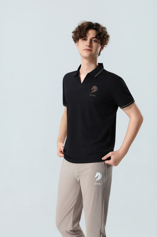 Schwarzes Performance Polo-Shirt für Herren – Atmungsaktives Smart-Casual-Polo aus Baumwollmischung