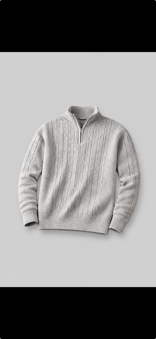 KAVALO Men’s Knitted Cable Pullover – Grey