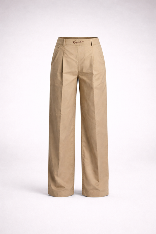 KAVALO Beige Cotton Wide-Leg Pants